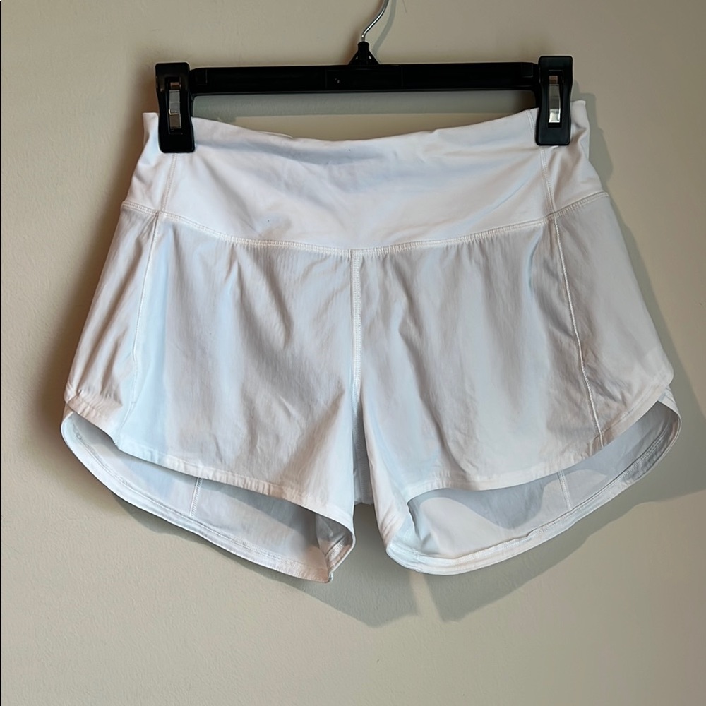 Lululemon Athletica White Athletic Shorts with Curved Hem